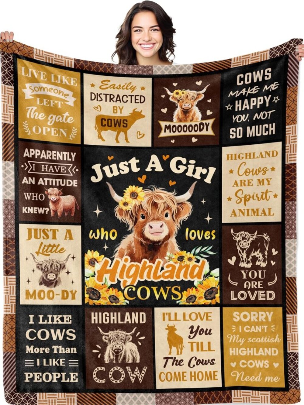 Highland Cow Gifts, Cow Blanket 50"X60", Highland Cow Gifts For Women, Highland